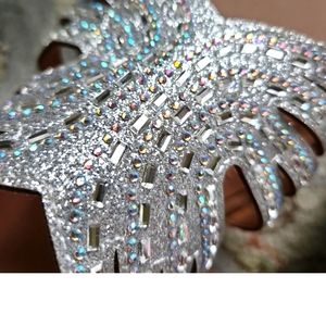 Patrizia by Spring Step "Librada" silver wedge rhinestone slide-ons